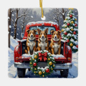 Australian Cattle Dog Christmas Red Truck Holiday Keramisch Ornament (Voorkant)