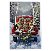 Australian Cattle Dog Christmas Red Truck Holiday Medium Cadeauzakje (Voorkant)