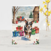 Australian Cattle Dog Christmas Wenskaart Kaart (Gele Bloem)