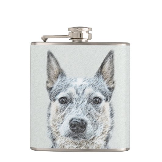 Australian Cattle Dog - Cute Original Dog Art Heupfles (Voorkant)