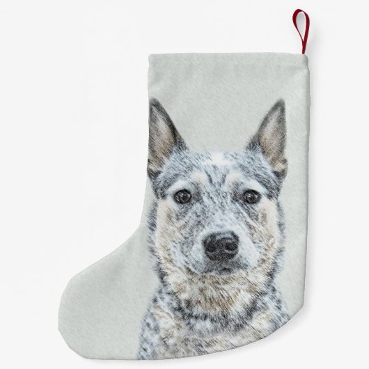 Australian Cattle Dog - Cute Original Dog Art Kleine Kerstsok (Achterkant)