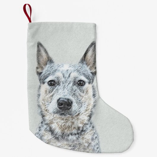 Australian Cattle Dog - Cute Original Dog Art Kleine Kerstsok (Voorkant)