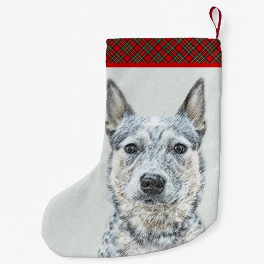 Australian Cattle Dog - Cute Original Dog Art Kleine Kerstsok (Achterkant)