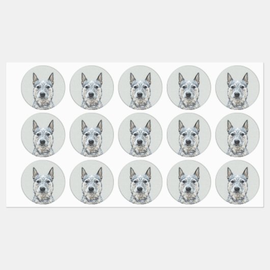 Australian Cattle Dog - Cute Original Dog Art Labels (Vel)