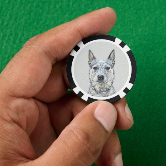 Australian Cattle Dog - Cute Original Dog Art Poker Chips (Hand)