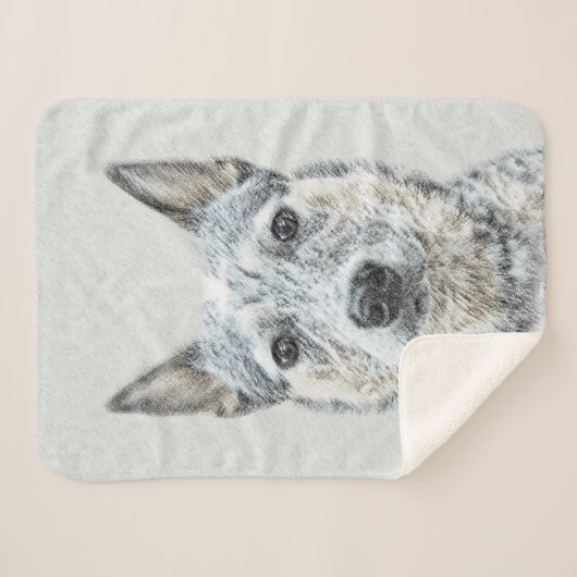 Australian Cattle Dog - Cute Original Dog Art Sherpa Deken (Voorkant (horizontaal))