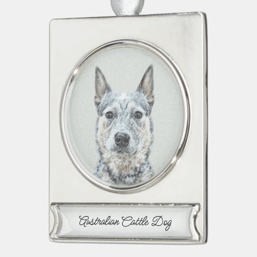 Australian Cattle Dog - Cute Original Dog Art Verzilverd Banner Ornament (Links)