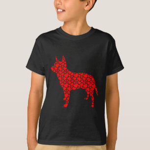 Australian Cattle Dog Cute Silhouette Heart Valent T-shirt