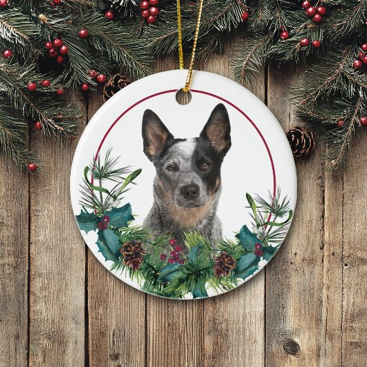 Australian Cattle Dog Evergreen Wreath Keramisch Ornament