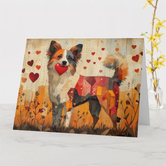 Australian Cattle Dog Folk-Art met hart en ziel Kaart (Gele Bloem)