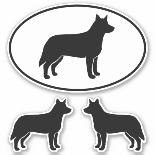 Australian Cattle Dog Heeler Silhouet Stickers (Voorkant)