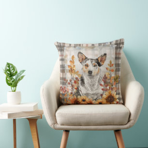 Australian Cattle Dog Herfst Waterverf Flowers Kussen