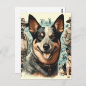  Australian Cattle Dog Illustratie Briefkaart (Voorkant / Achterkant)
