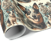  Australian Cattle Dog Illustratie Cadeaupapier (Rol Hoek)