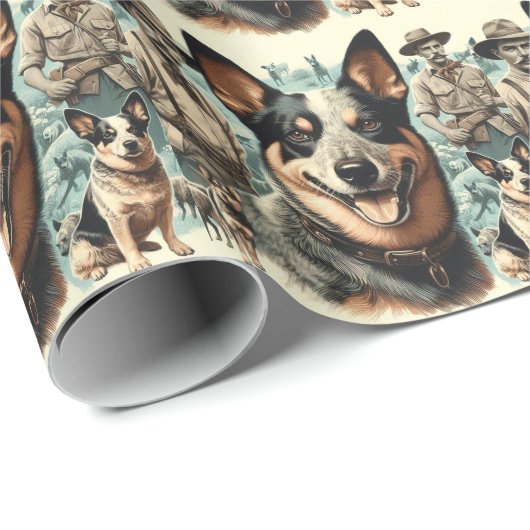  Australian Cattle Dog Illustratie Cadeaupapier (Rol Hoek)
