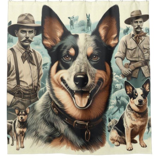  Australian Cattle Dog Illustratie Douchegordijn (Voorkant)