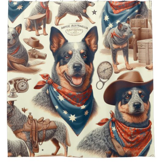  Australian Cattle Dog Illustratie Douchegordijn (Voorkant)