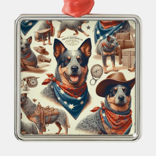 Australian Cattle Dog Illustratie Metalen Ornament (Voorkant)