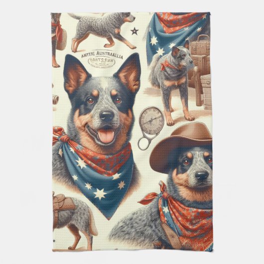 Australian Cattle Dog Illustratie Theedoek (Verticaal)