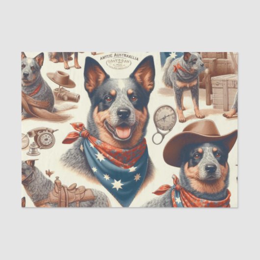  Australian Cattle Dog Illustratie Tissuepapier (Voorkant)