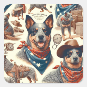 Australian Cattle Dog Illustratie Vierkante Sticker
