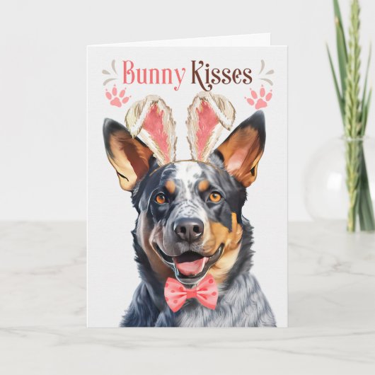Australian Cattle Dog in Bunny Ears voor Pasen Feestdagen Kaart (Voorkant)