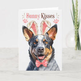 Australian Cattle Dog in Bunny Ears voor Pasen Feestdagen Kaart