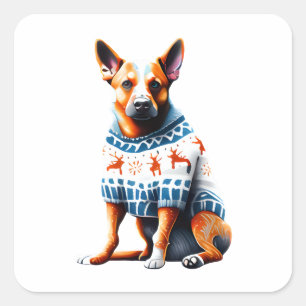 Australian Cattle Dog in de Sticker van de Kersttr