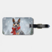 Australian Cattle Dog in Sneeuw Kerstmis Bagagelabel (Achterkant horizontaal)