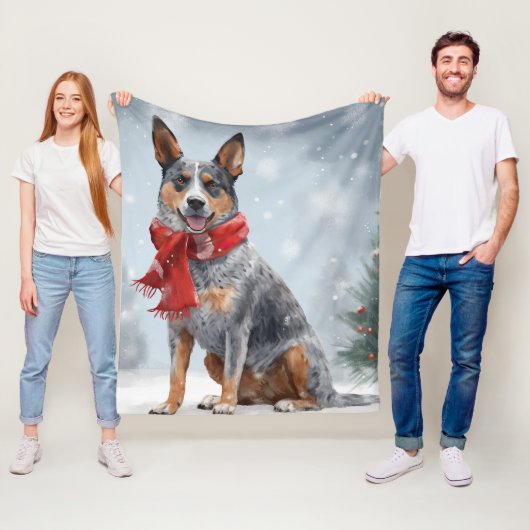 Australian Cattle Dog in Sneeuw Kerstmis  Fleece Deken (In situ)