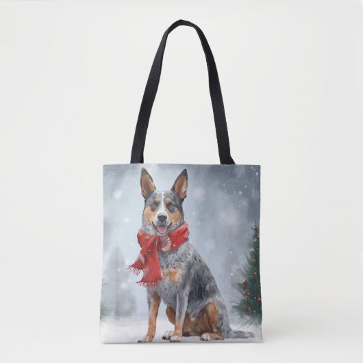 Australian Cattle Dog in Sneeuw Kerstmis Tote Bag (Voorkant)