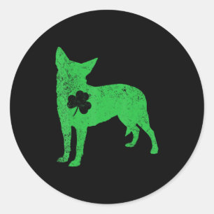 Australian Cattle Dog Irish Clover St Patrick Day Ronde Sticker