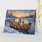 Australian Cattle Dog Kerstboot Vakantie Kaart (Gele Bloem)