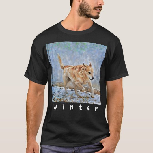 Australian Cattle Dog loopt in het sneeuw T-shirt (Voorkant)