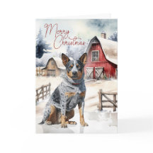Australian Cattle Dog Merry Christmas Red Barn