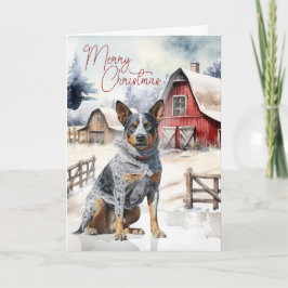 Australian Cattle Dog Merry Christmas Red Barn Feestdagen Kaart