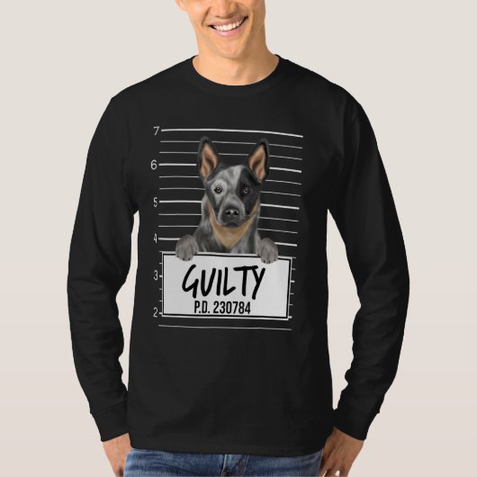 Australian Cattle Dog Mugshot Guilty Dog T-shirt (Voorkant)