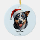 Australian Cattle Dog Naam Jaar Waterverf Keramisch Ornament (Voorkant)