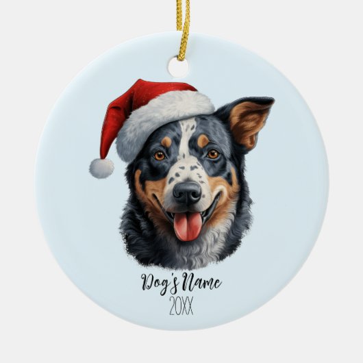 Australian Cattle Dog Naam Jaar Waterverf Keramisch Ornament (Voorkant)