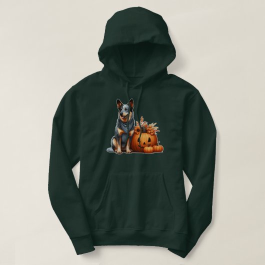 Australian Cattle Dog naast een Jack-O-Lantern Hoodie (Design voorkant)