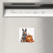Australian Cattle Dog naast een Jack-O-Lantern Magneet (Insitu (Vaatwasser))