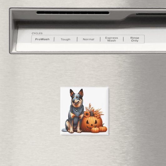 Australian Cattle Dog naast een Jack-O-Lantern Magneet (Insitu (Vaatwasser))