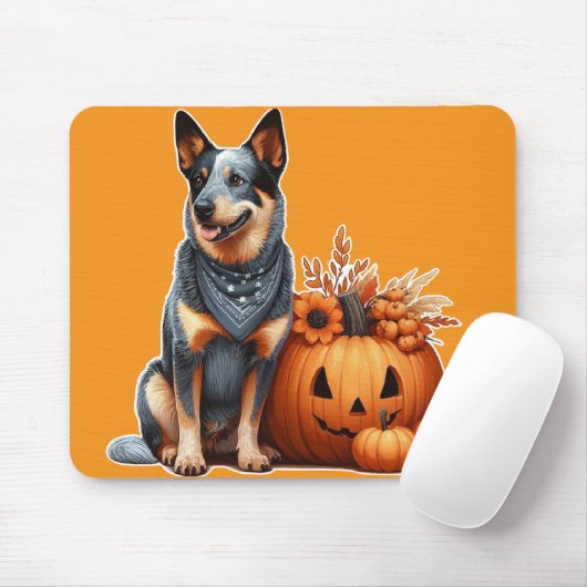 Australian Cattle Dog naast een Jack-O-Lantern Muismat (Met muis)