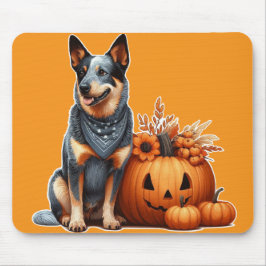 Australian Cattle Dog naast een Jack-O-Lantern Muismat