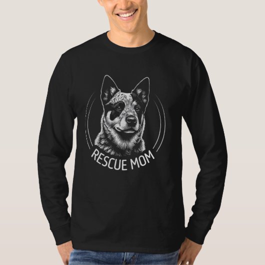 Australian Cattle Dog Portrait Rescue Mom T-shirt (Voorkant)
