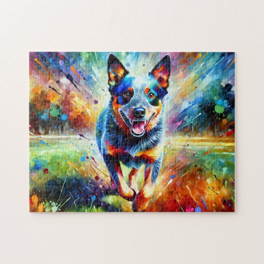 Australian Cattle Dog Portret Acryl Art Print Legpuzzel (Horizontaal)