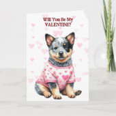 Australian Cattle Dog Puppy in Trui Valentijn Feestdagen Kaart (Voorkant)