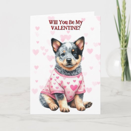 Australian Cattle Dog Puppy in Trui Valentijn Feestdagen Kaart (Voorkant)
