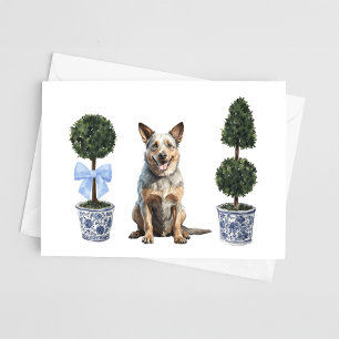Australian Cattle Dog Puppy Topiary Waterverf Kaart