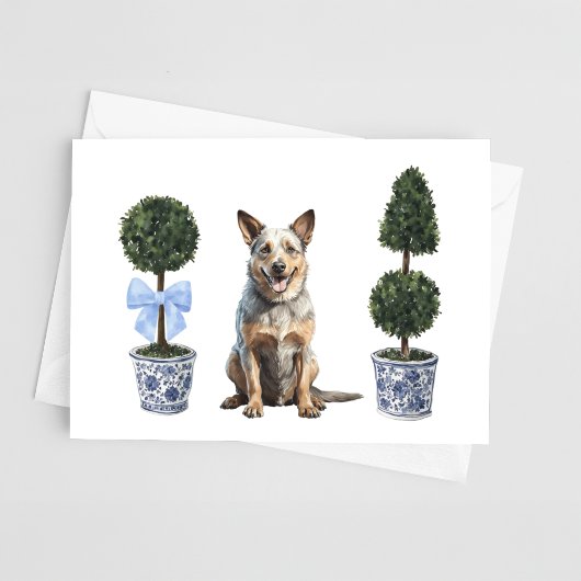 Australian Cattle Dog Puppy Topiary Waterverf Kaart